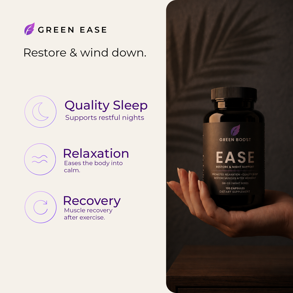 Green Ease — restore and wind down: quality sleep, relaxation, and muscle recovery after exercise