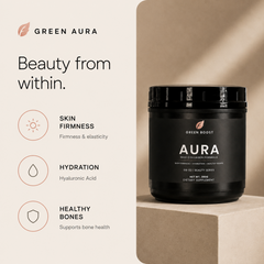 Green Boost Aura max collagen formula jar - skin firmness, hydration and healthy bones